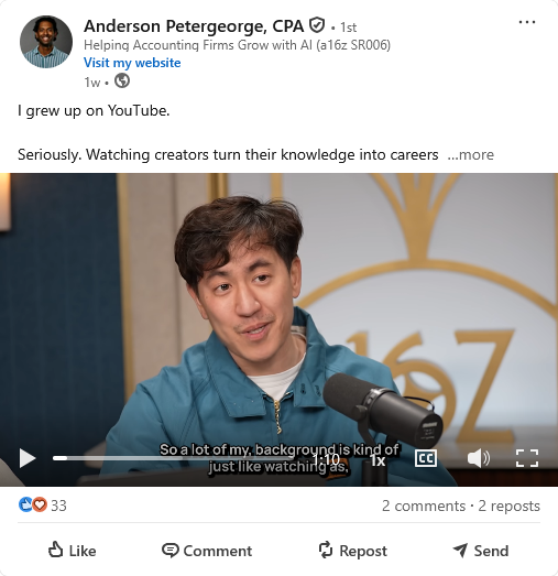 Organic LinkedIn carousel post by client driving profile visits and engagement